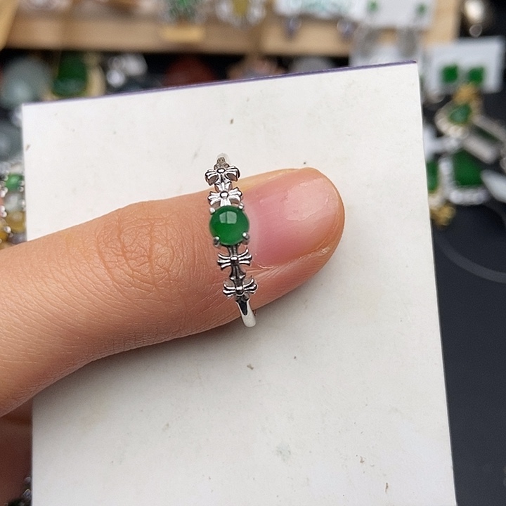 翡翠银S925镶嵌戒指