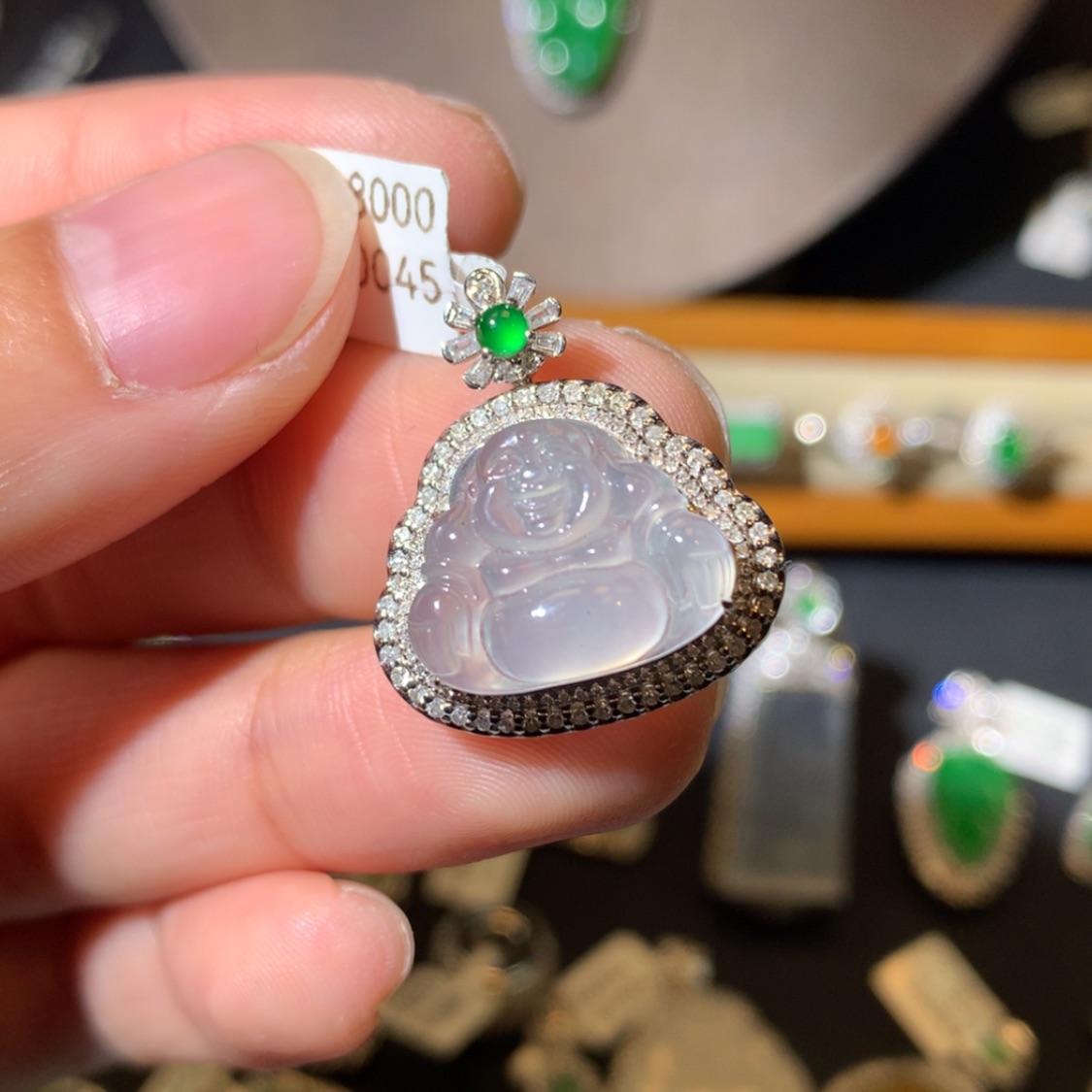 【闪购商品】翡翠吊坠(不含链)18K金镶嵌翡翠吊坠