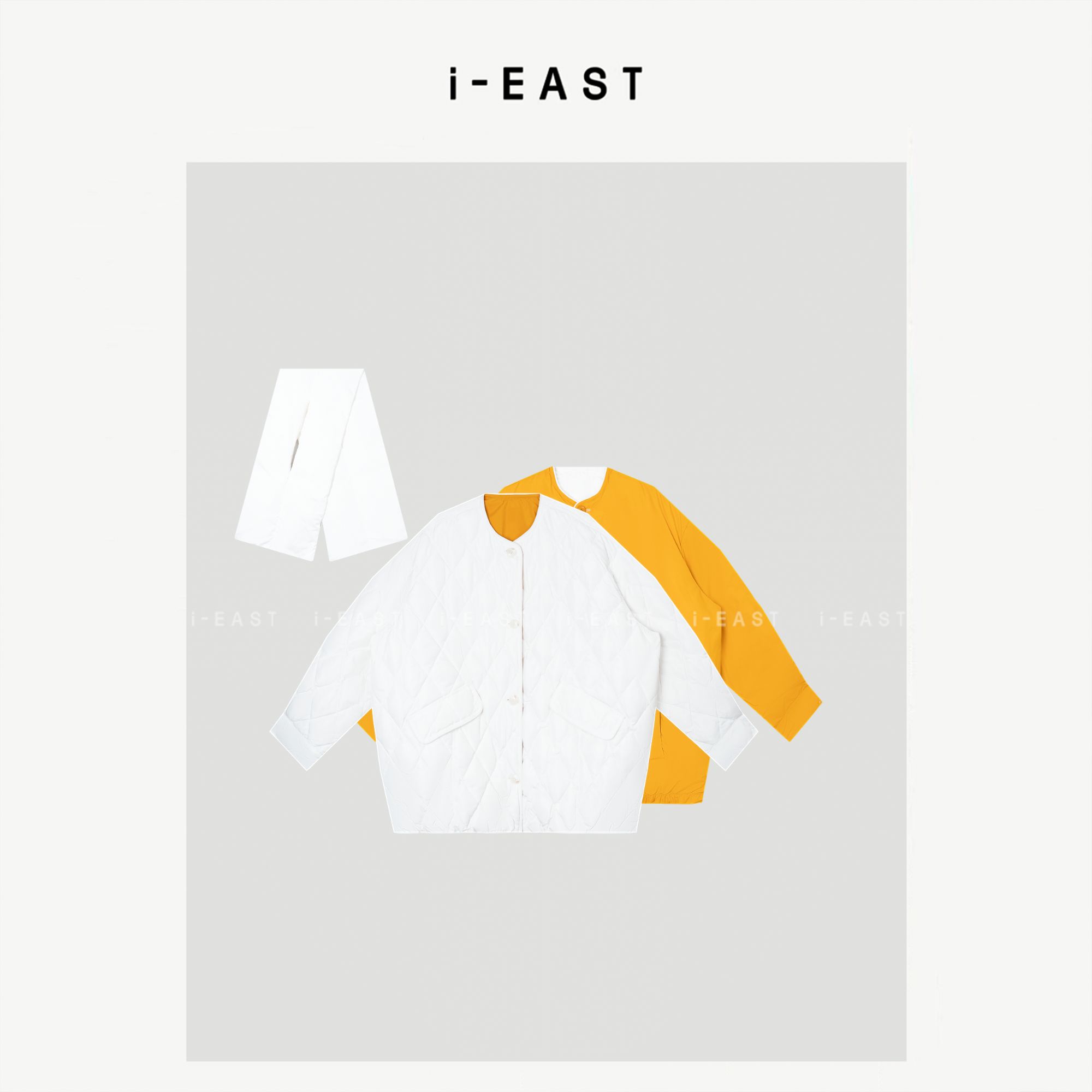 i-EAST 云朵触感~秋冬压格超保暖的百搭羽绒服外套-5D Y25305B