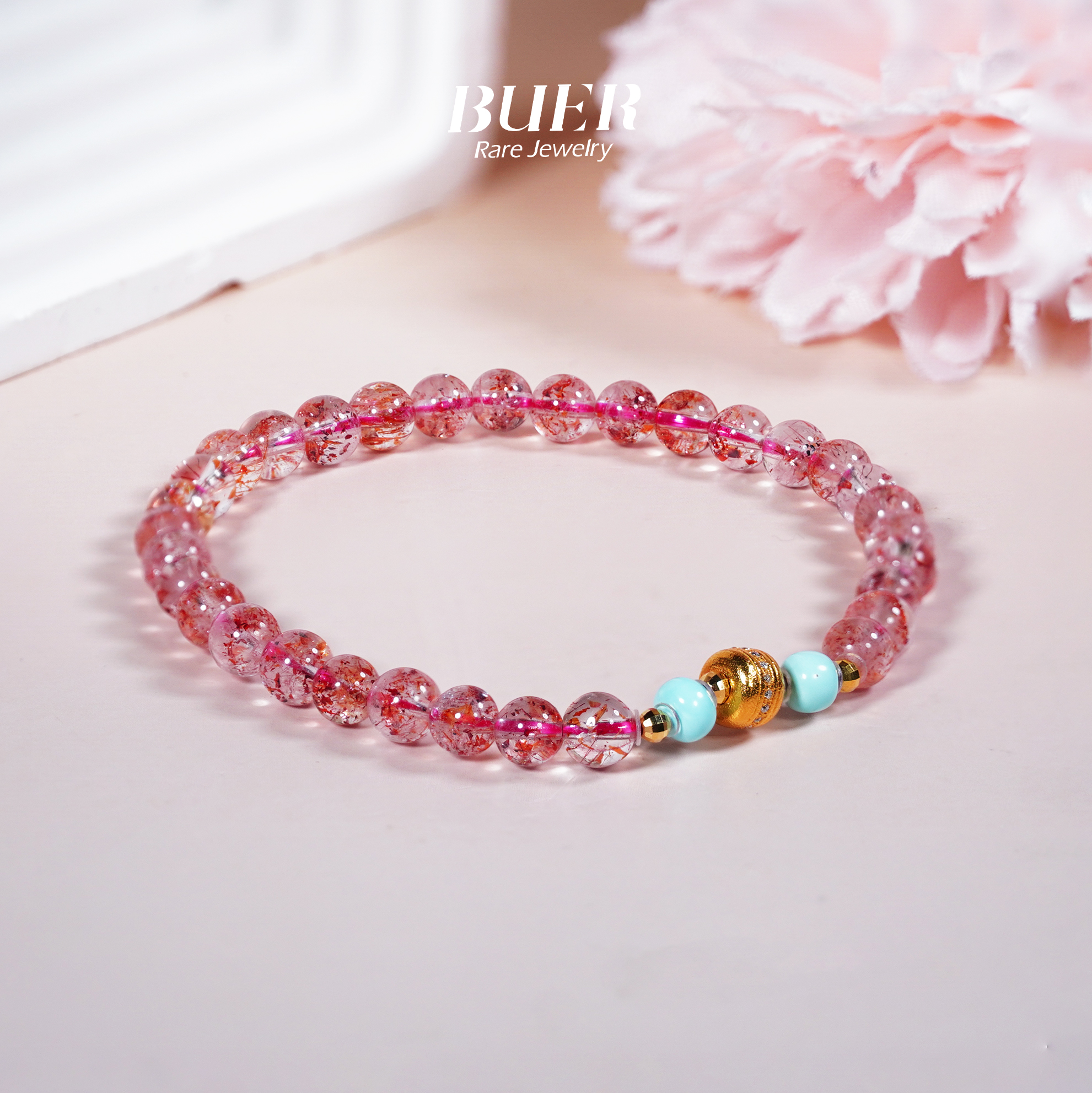 【不二】超七18k金DIY金草莓手串5mm+