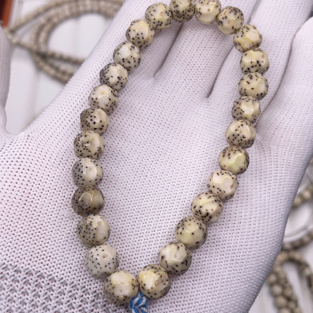 星月菩提手串9改瓷白无相手持月留白