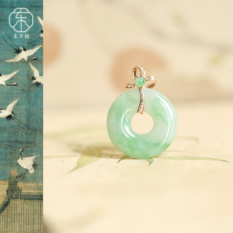 东方俪DOFUNLY【无忧】翡翠18K金平安扣设计款吊坠FCDZ川骛