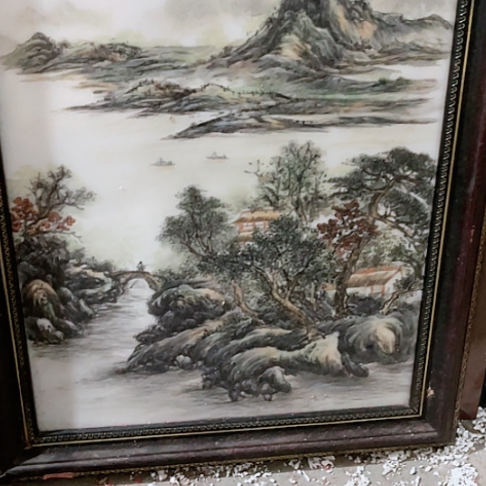 【闪购商品】紫砂盖碗梧**中山水瓷板1块