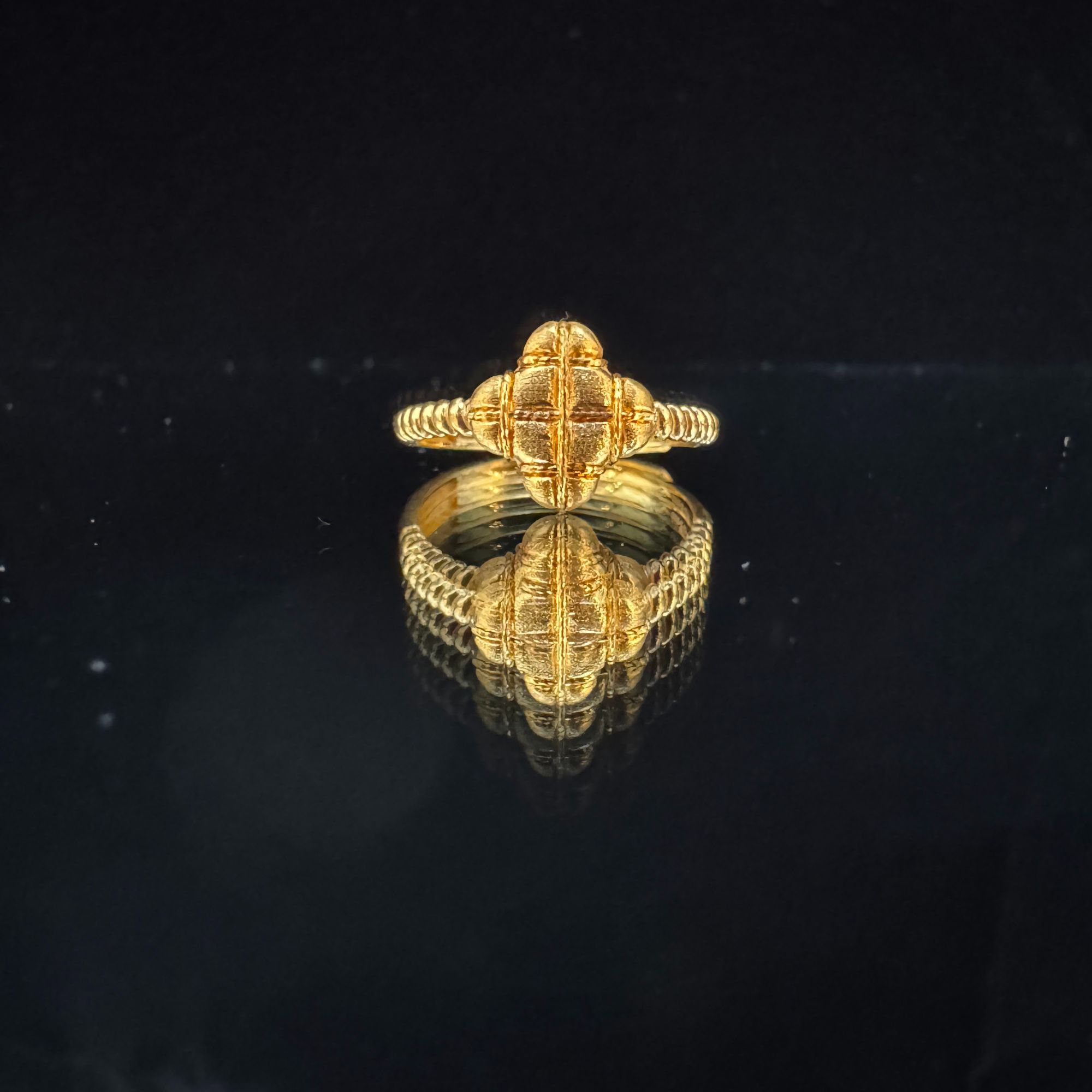 足金999 幸运四叶草黄金戒指 活口戒指