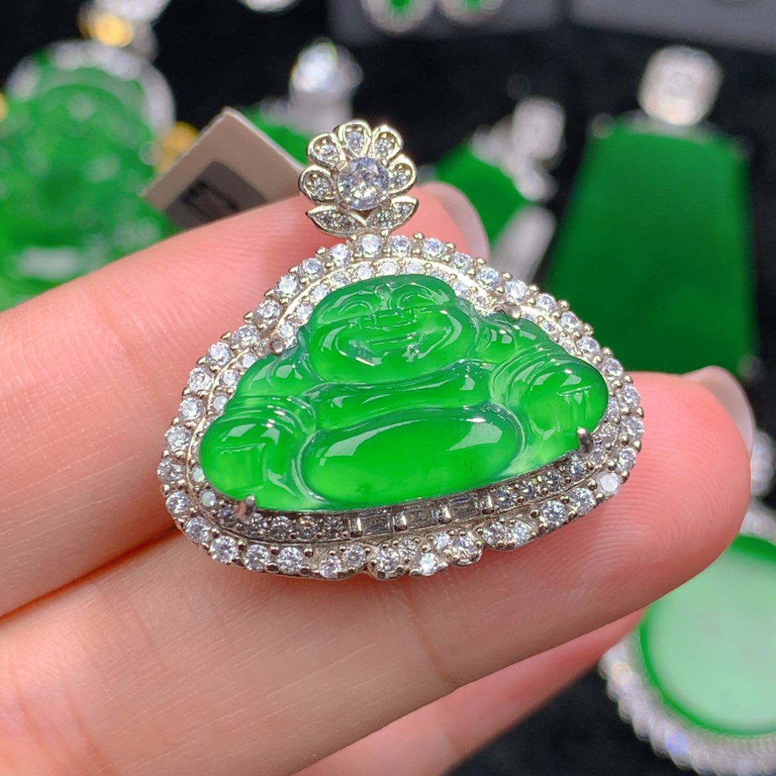 翡翠银S925镶嵌吊坠(不含链)