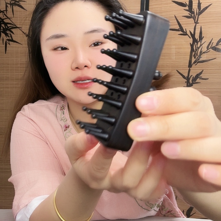 紫光檀三排梳子瑕疵款