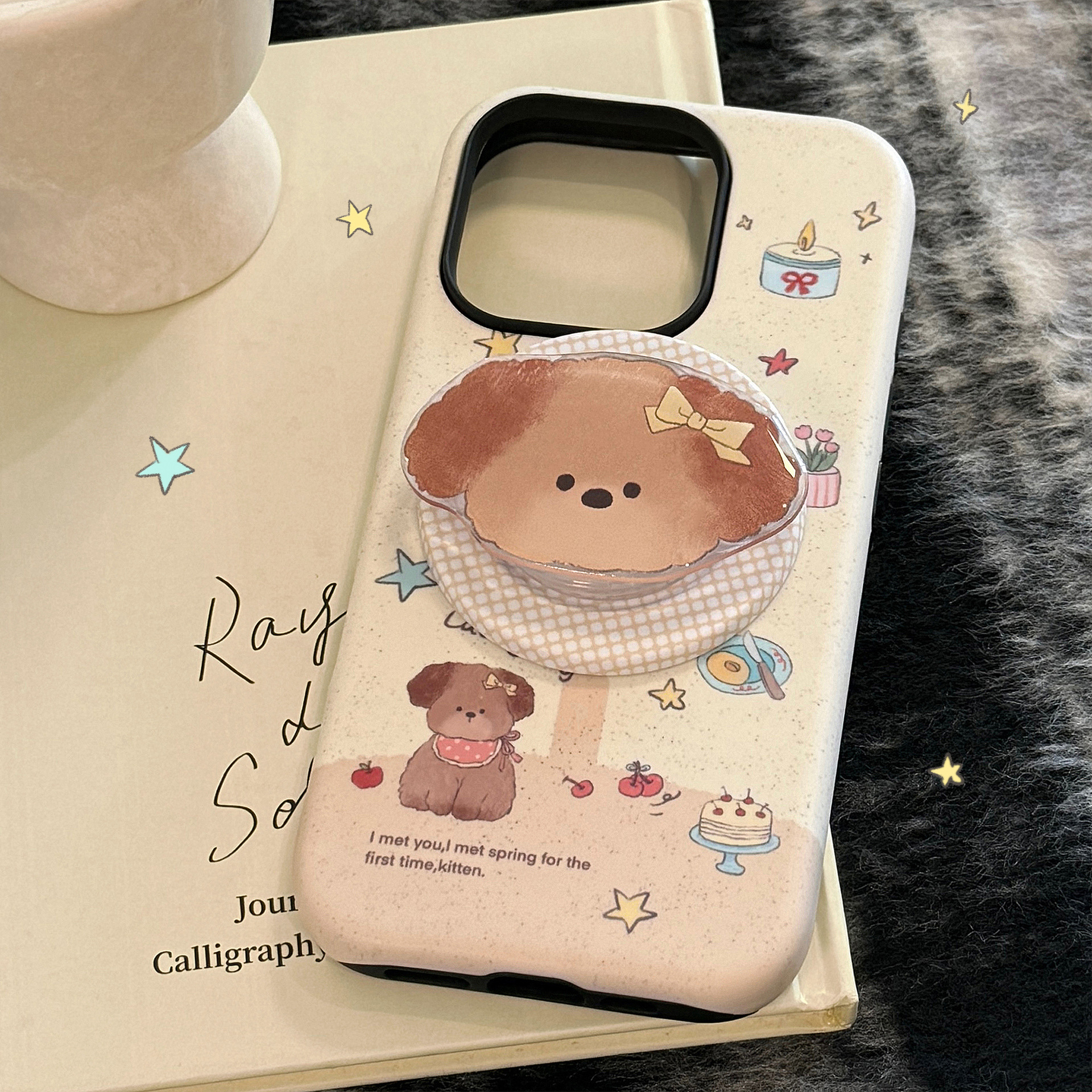 可爱萌小狗磁吸支架苹果手机壳适用于iPhone13 14 15 16系列卡通