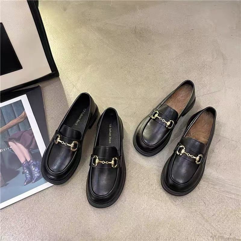 W8817乐福鞋女新款秋季软皮一脚蹬单鞋英伦风小皮鞋jk鞋