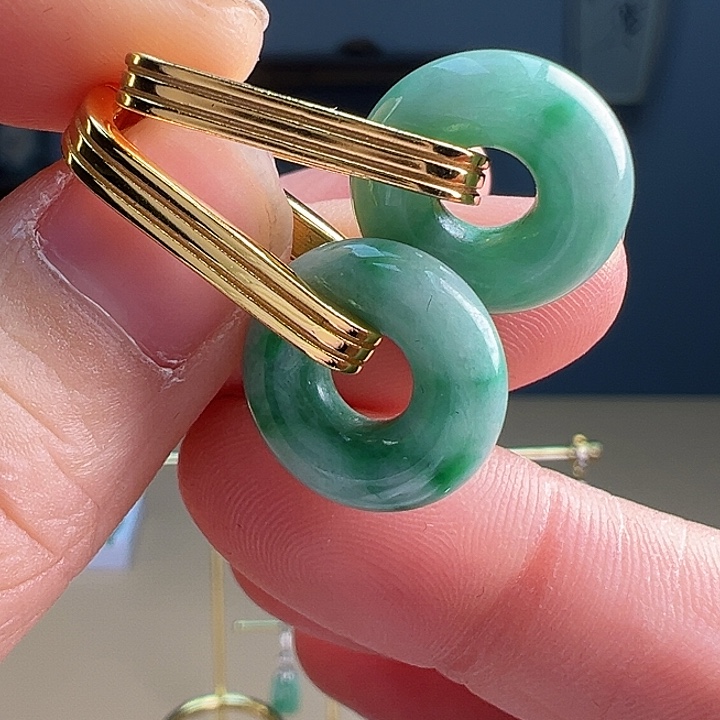 翡翠耳饰银S925镶嵌耳饰