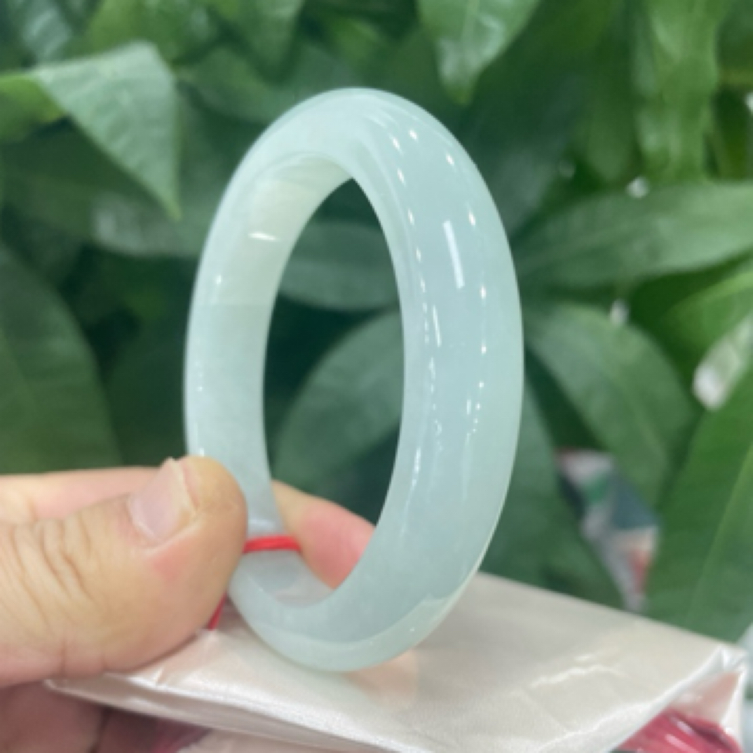 天然缅甸A货翡翠女款妈妈白色时尚冰透测量高冰