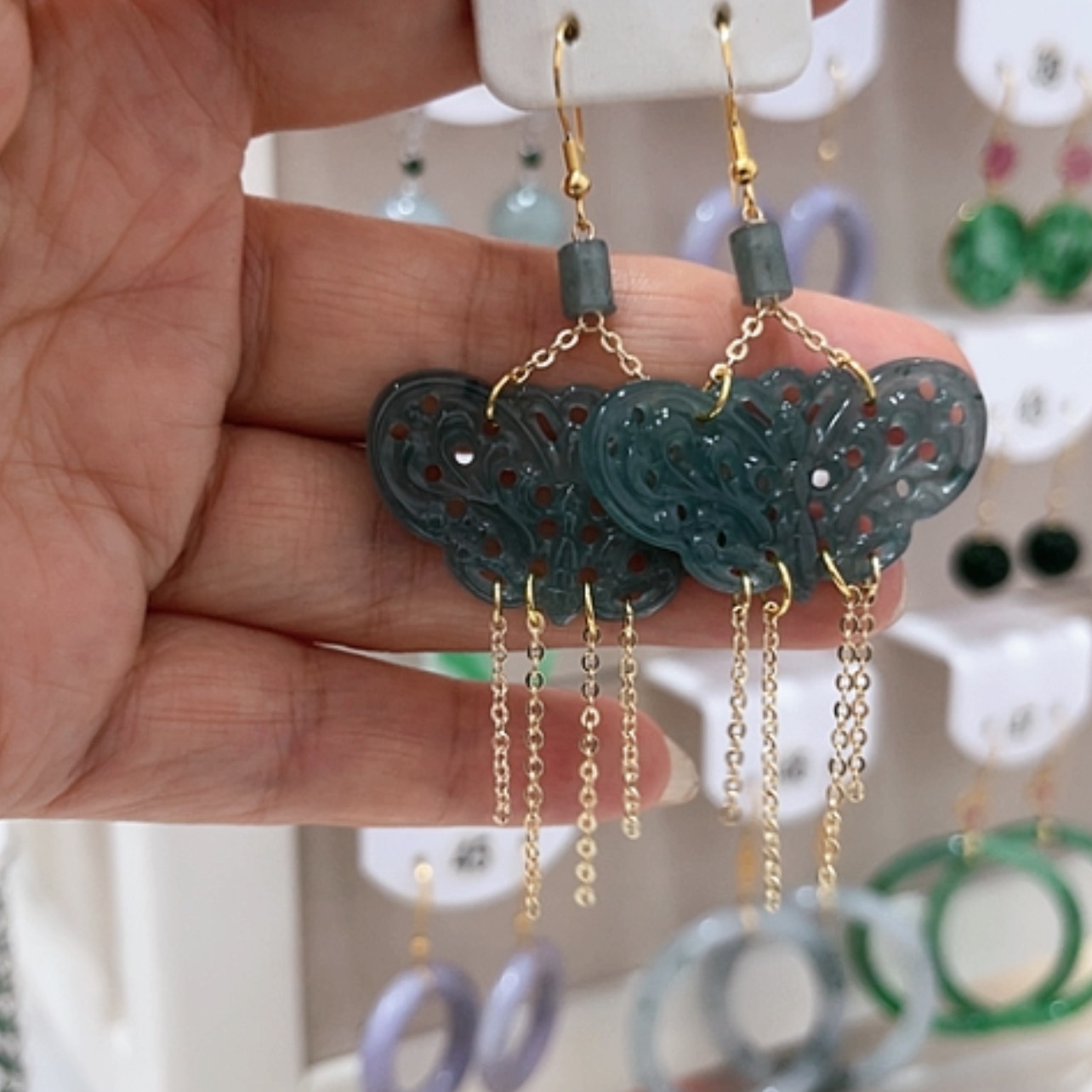 【闪购商品】翡翠耳饰银S925镶嵌翡翠耳坠