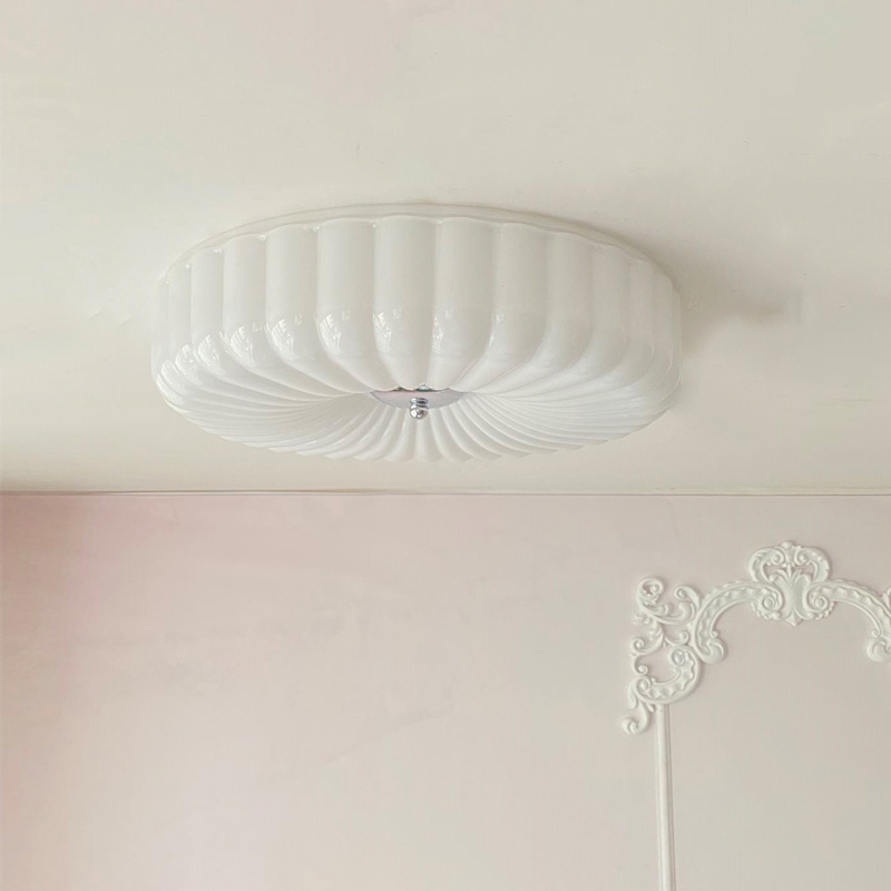 奶油风卧室吸顶灯中古玻璃衣帽间阳台玄关包豪斯房间书房法式灯具