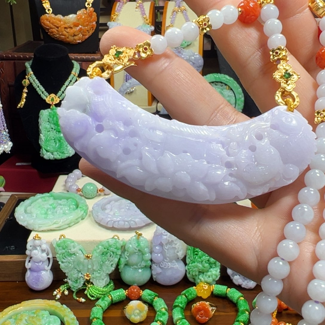 挽***笙翡翠未镶嵌毛衣链冰