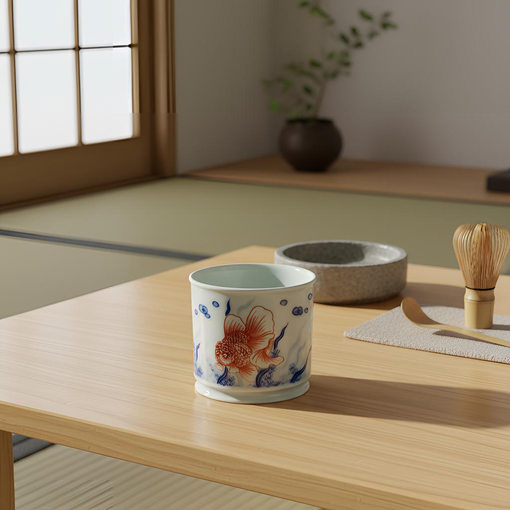 【觀文】红丰窑100ml年年有余杯纯手工手绘景德镇青花瓷