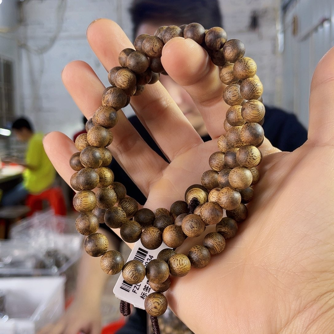 沉香手串海南老白棋圆珠长串0.8/27克多样性发一