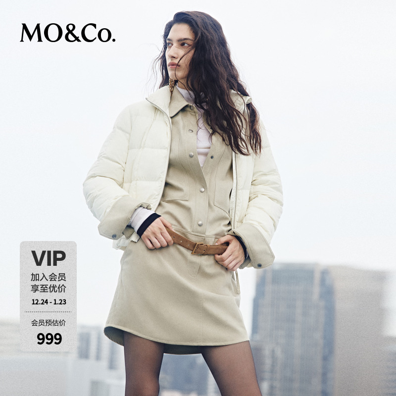 MOCO羽绒服2025新品90鸭绒防风无压云感立领短款箱型MBE3EINT06