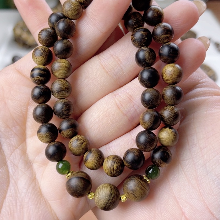 沉香手串越南芽庄白奇楠沉香瘤疤虎斑0.8