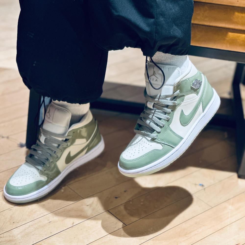 【滔搏联动】nike耐克AJ1 MID牛油果绿流光风中帮休闲鞋HF4079-003