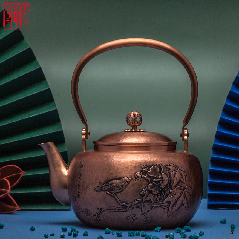 尚铜堂手工铜壶烧水壶大容量煮水家用煮茶壶中式复古荣华富贵
