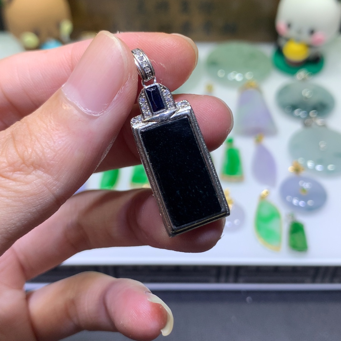 翡翠银S925镶嵌吊坠(不含链)