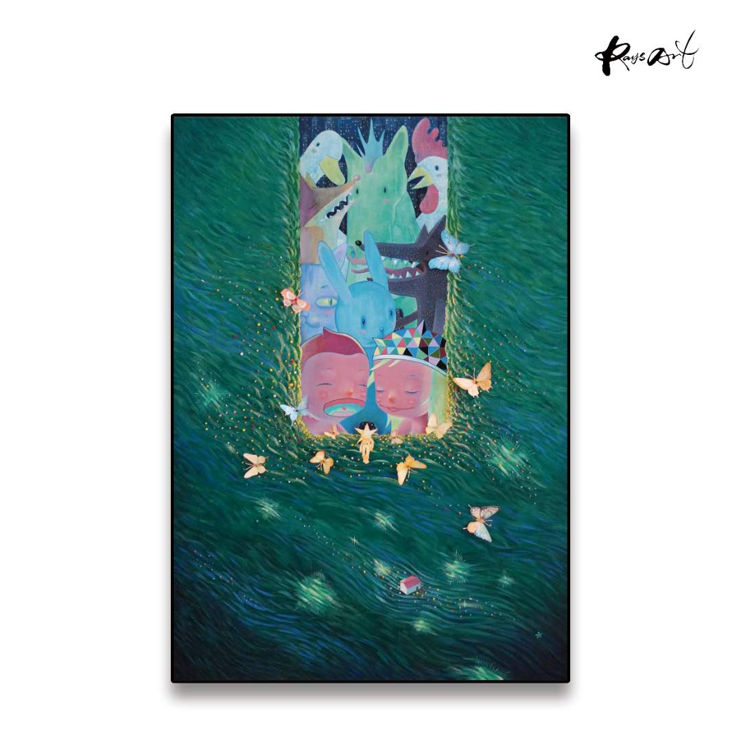 RaysArt艺术-钱仁衍潮流艺术家欢喜无忧丙烯原作荧光绘画作品收藏