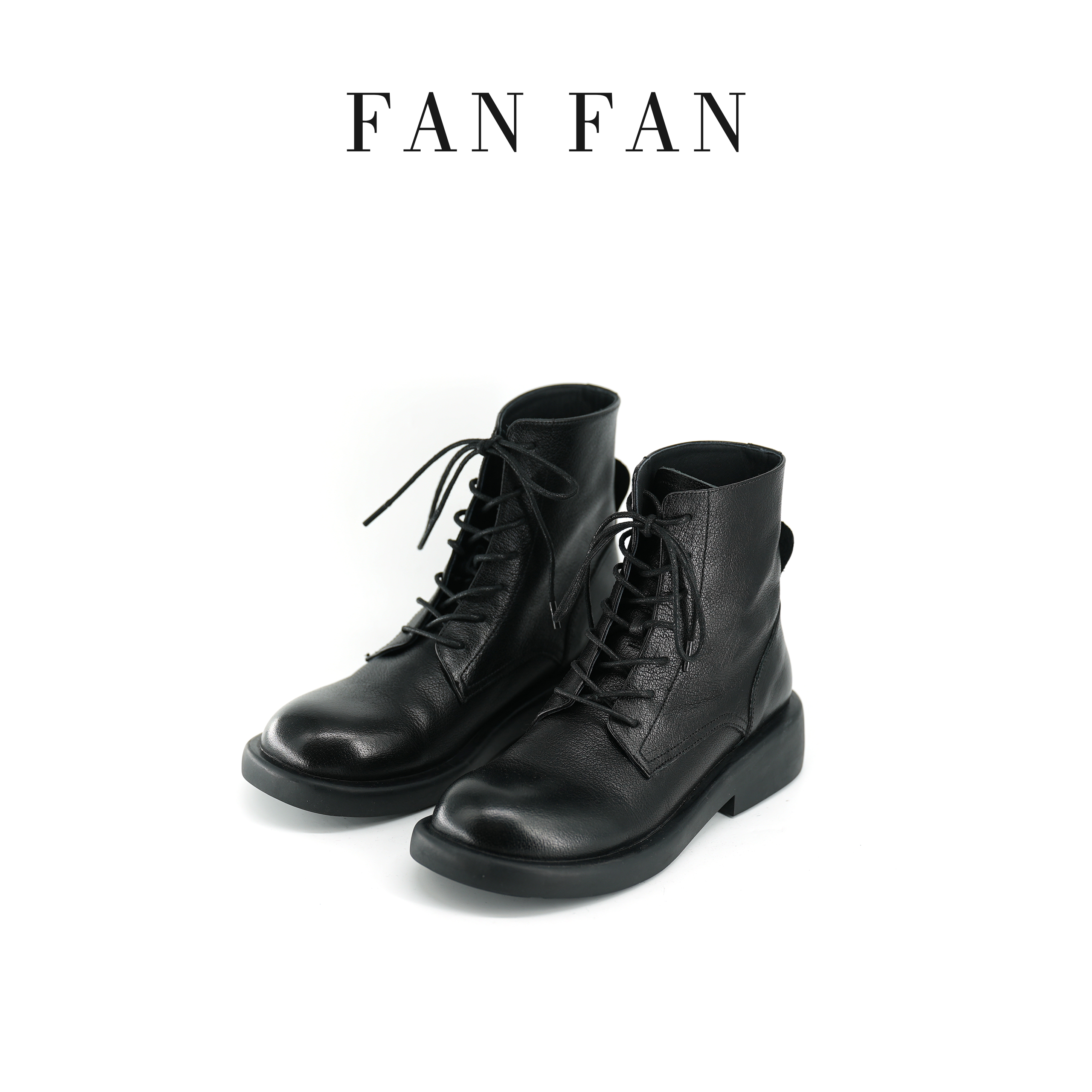 【小刚懂鞋】2024秋冬新款靴子牛皮厚底短靴百搭圆头马丁靴085-12