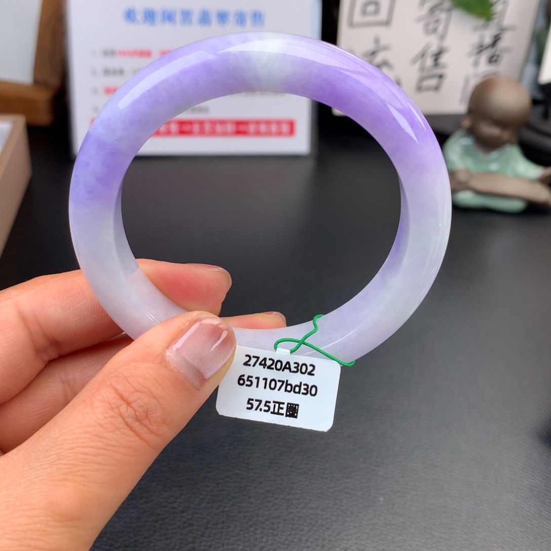 翡翠未镶嵌手镯半山水紫罗兰性价比推荐