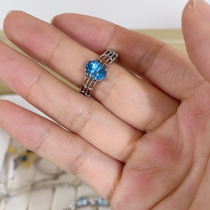 托帕石戒指银S925镶嵌