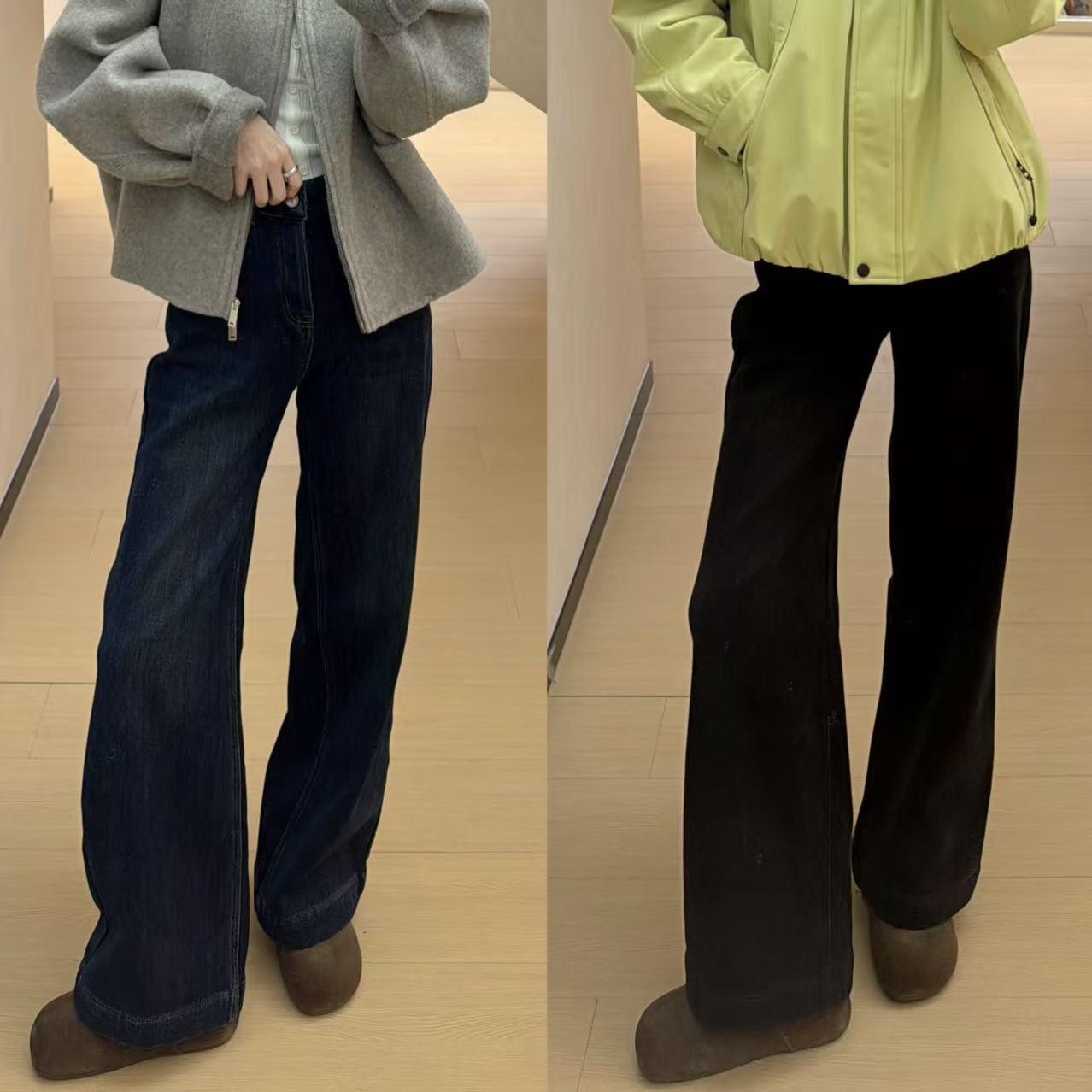 【ZMMY严选私服】秋冬新款韩版高腰显瘦加绒窄版牛仔阔腿裤5110304