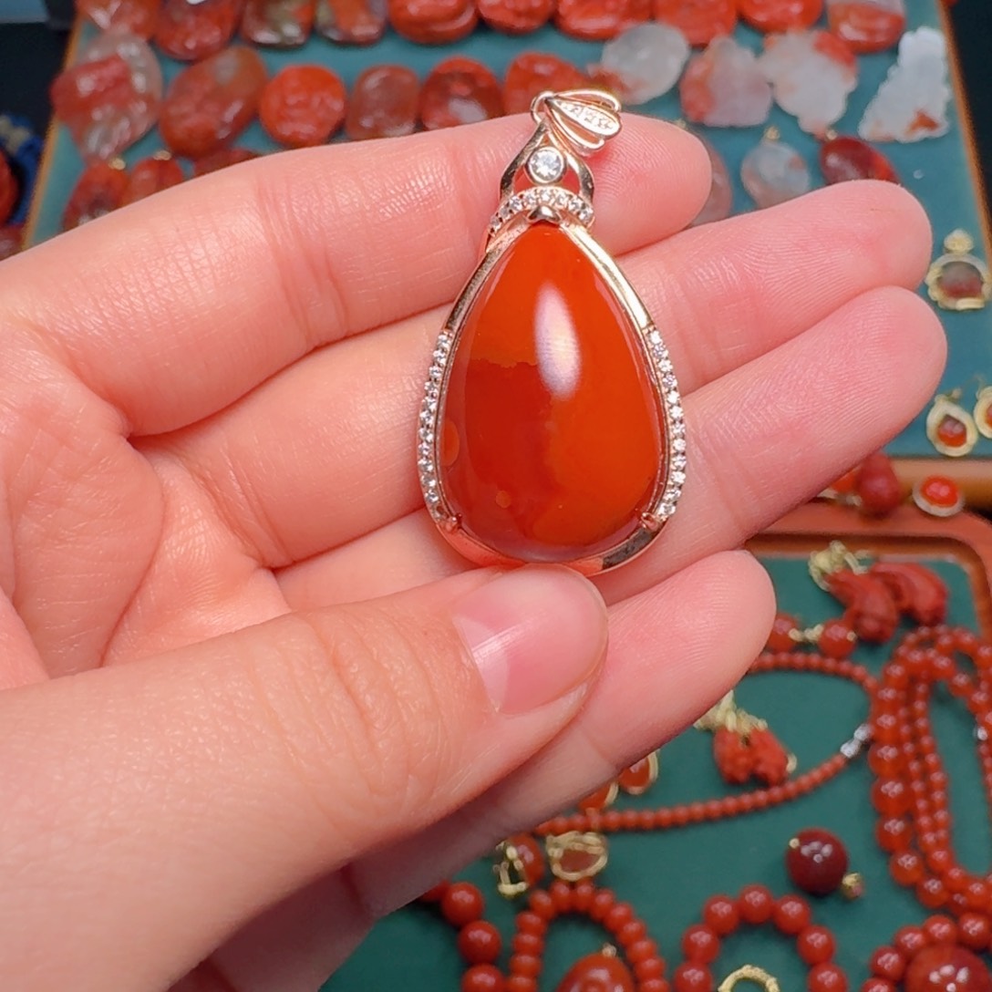 南红玛瑙南红银S925镶嵌