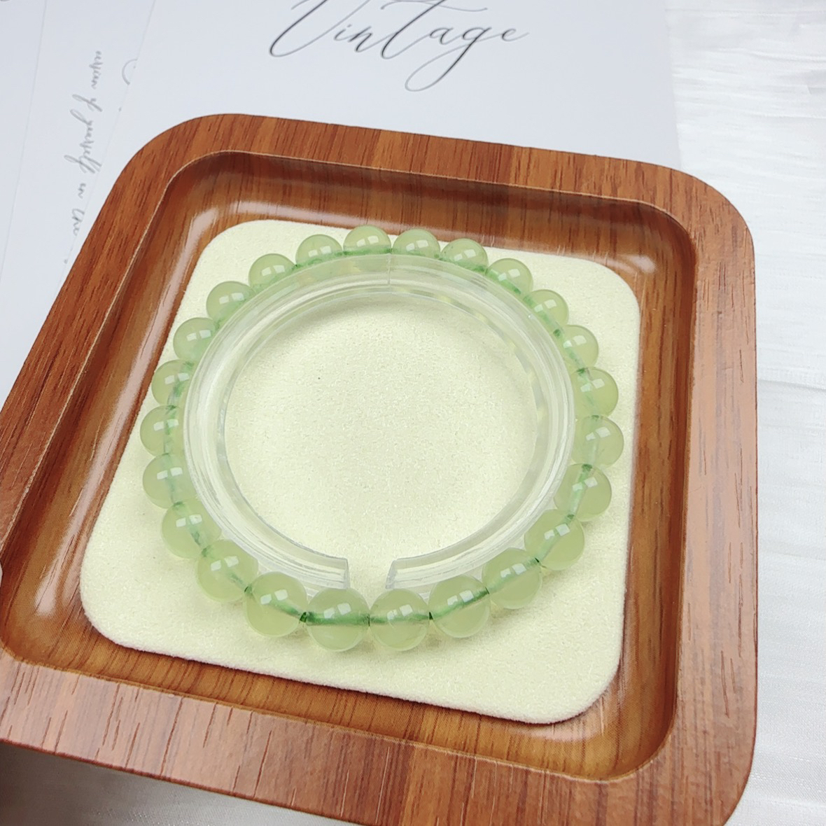 【成品】天然葡萄石手串8mm时尚绿色小清新手串小众珠宝