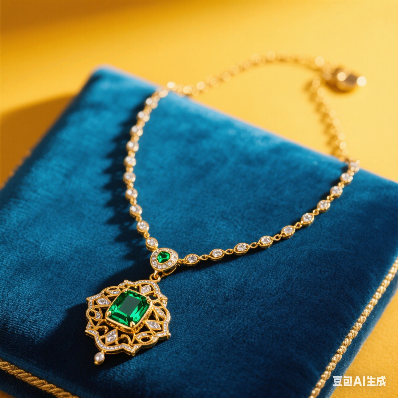 合金项链 合金项链轻奢百搭金色饰品项链首饰精致绿色小众女款