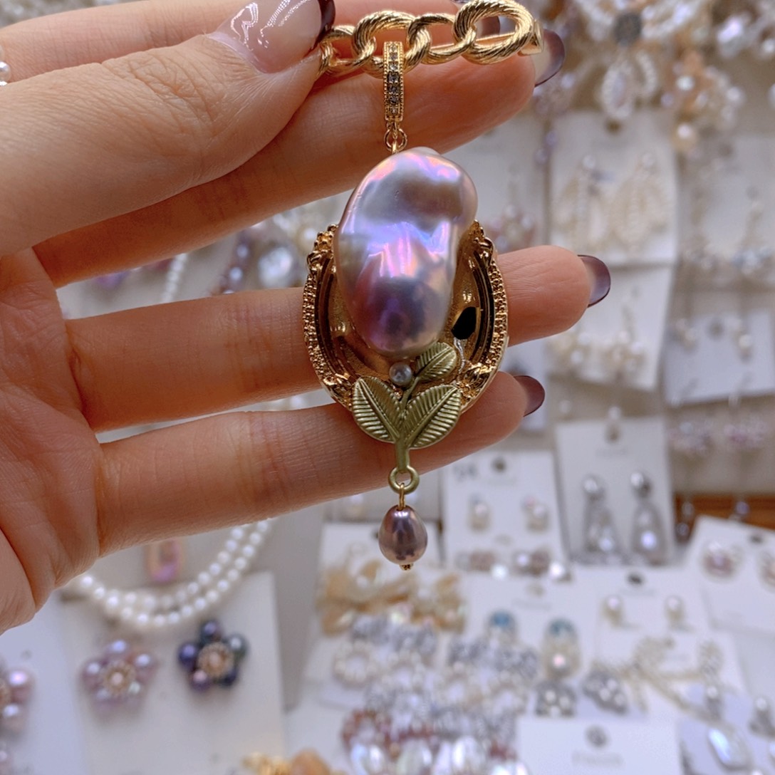 颈饰银S925镶嵌淡水珍珠玉