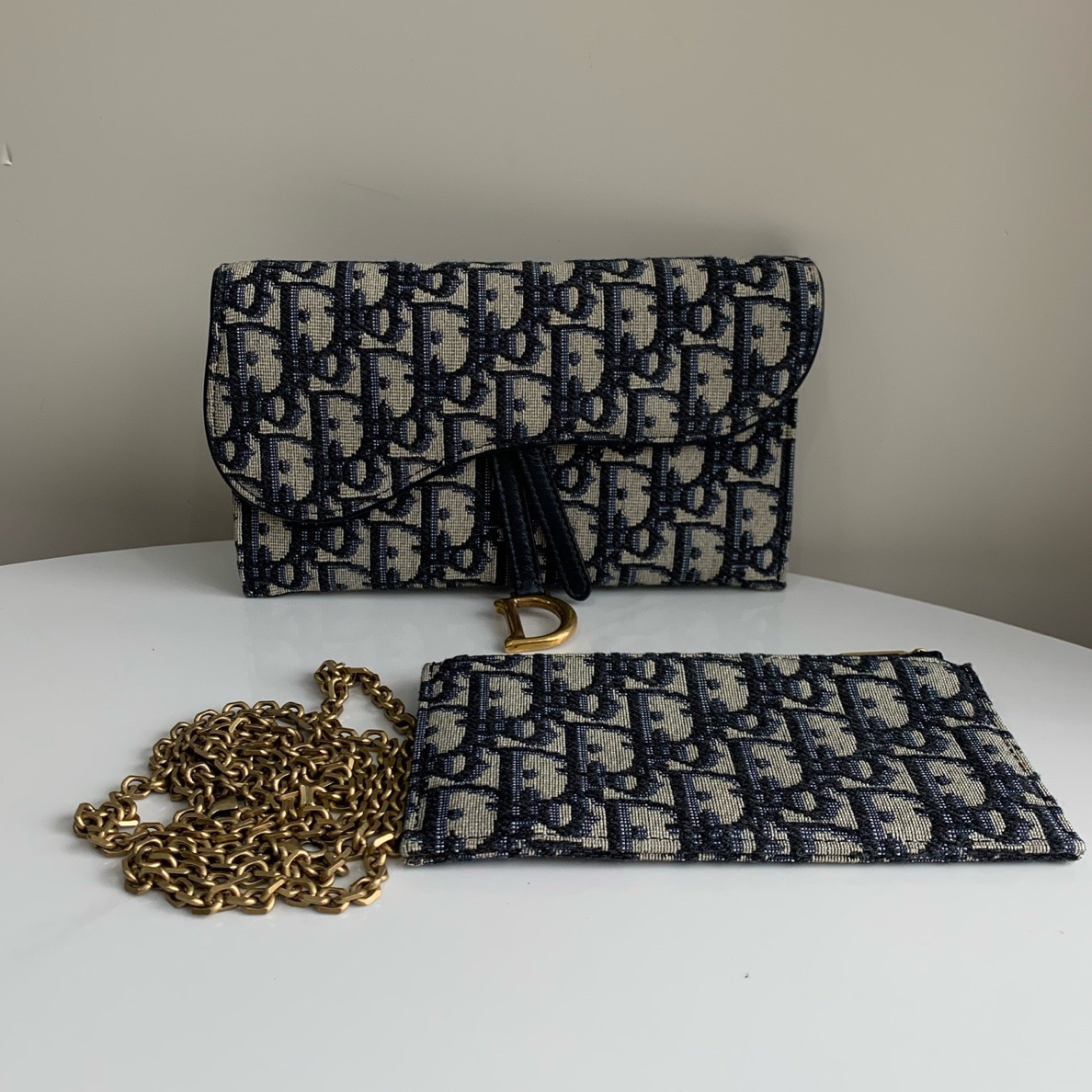 99新 DIOR/迪奥 Saddle 系列二合一老花链条马鞍包单肩斜挎包