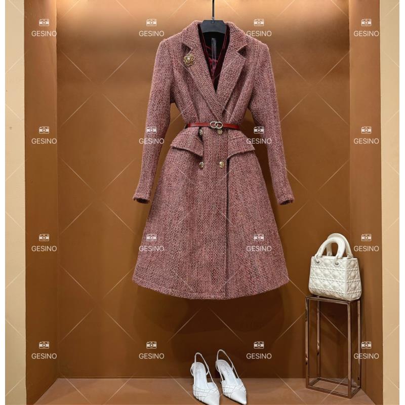 【小悠】秋冬气质小香风时尚设计师中长款外套女 QD-2024961