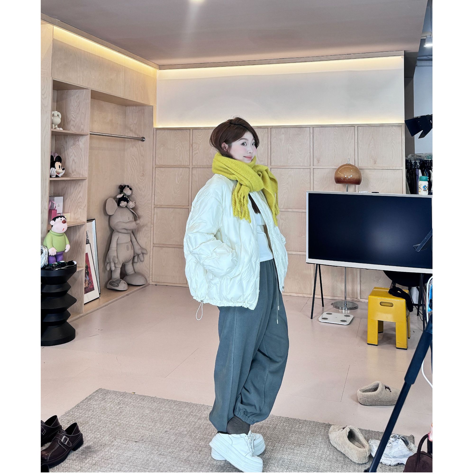 晶咕【廓形暖冬！】慵懒感轻薄菱格球服夹克款式冬天羽绒外套