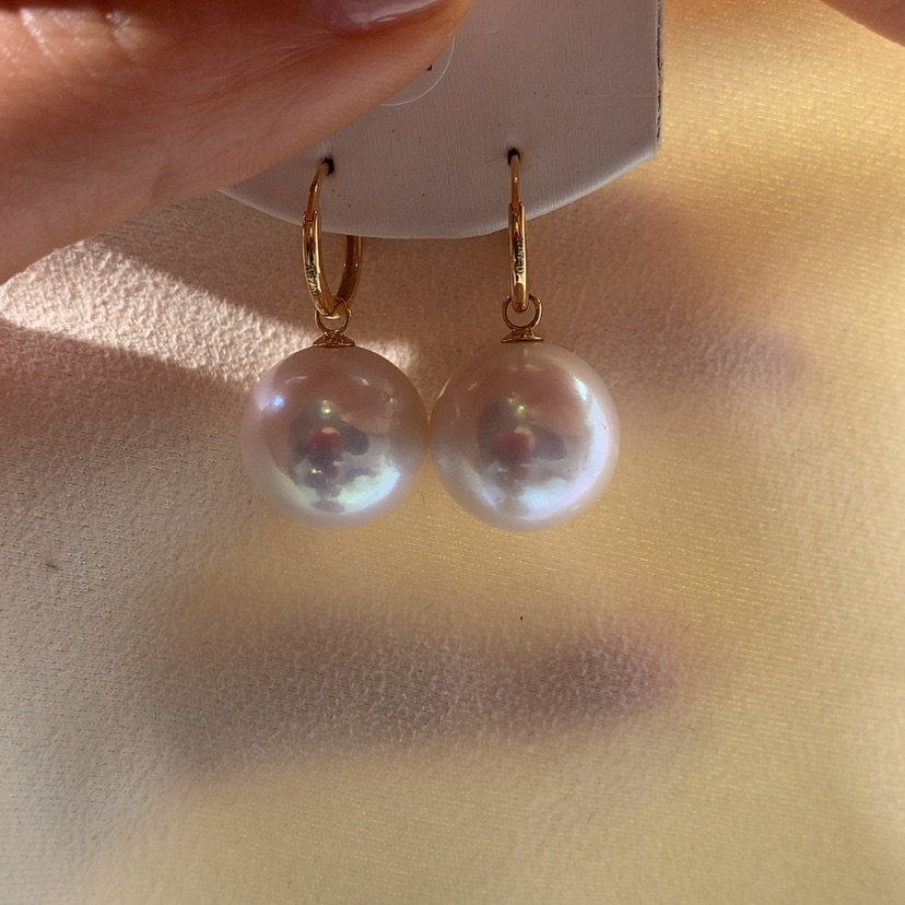 【闪购商品】淡水珍珠耳饰18K金镶嵌14-15mm