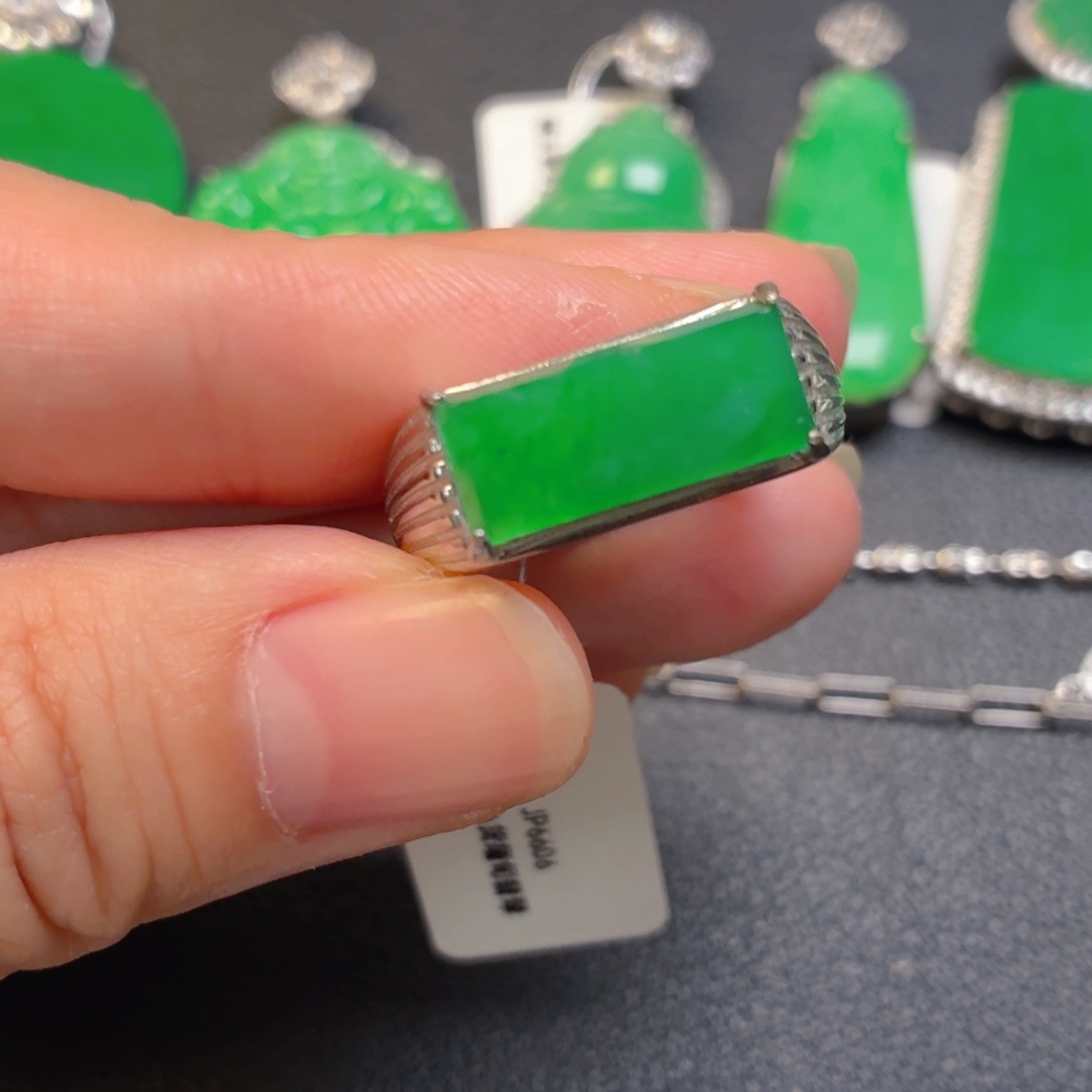 E***e翡翠银S925镶嵌吊坠(不含链)戒指