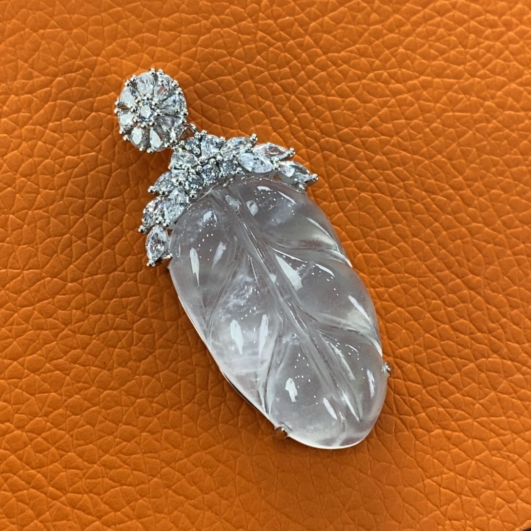 石英质玉吊坠(赠链)银S925镶嵌