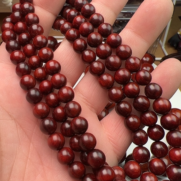 手串/手链小叶紫檀0.8X108鸡血红泥料龙鳞