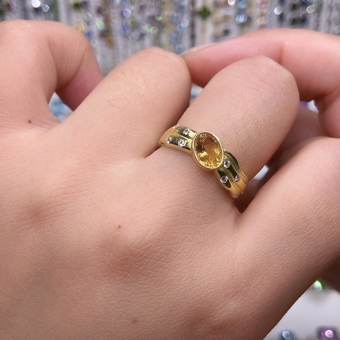 银S925镶嵌戒指黄晶