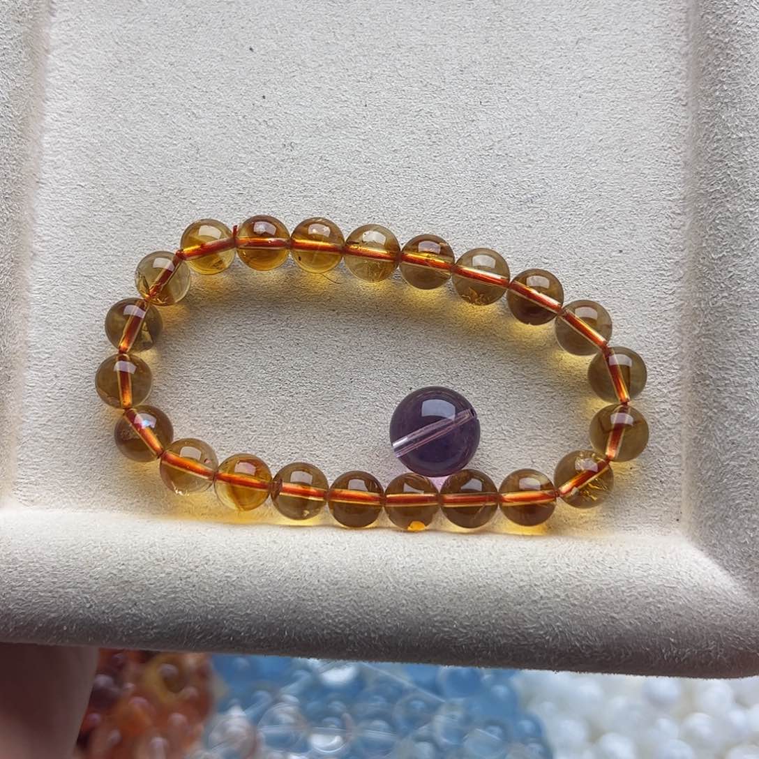 未镶嵌手链水晶幸***宝黄塔晶8.8咪➕巴西紫单株13.4咪