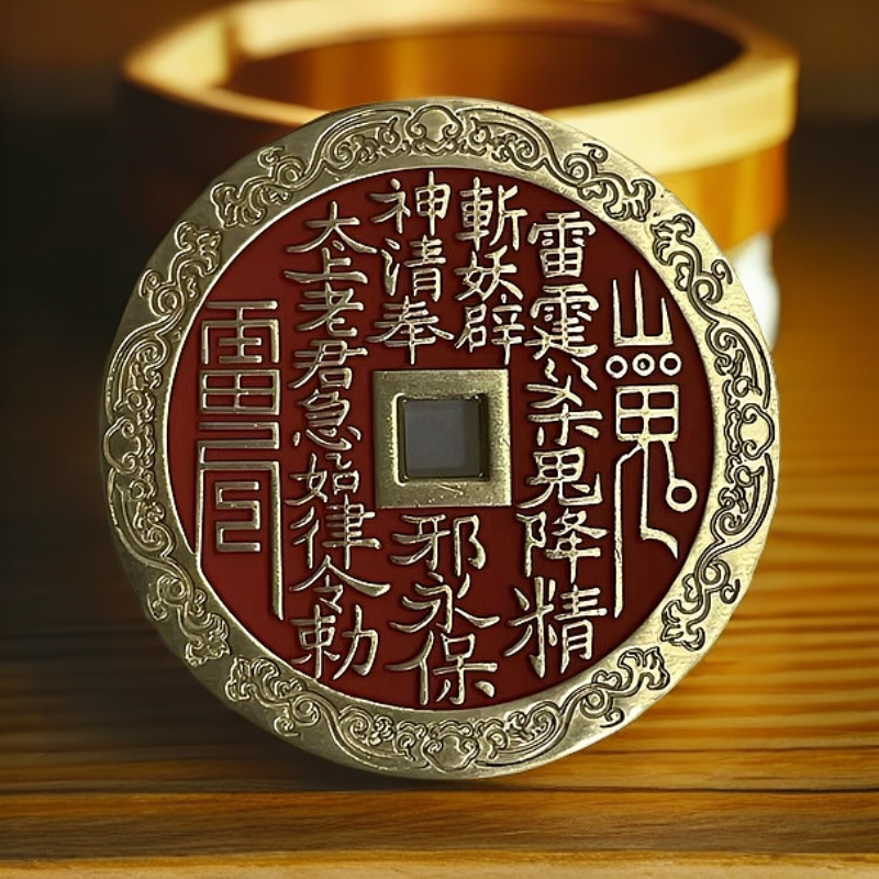 山鬼花钱哪叱扎龙 新技术真砂山鬼花钱黄铜材质直径35mm 35克左右