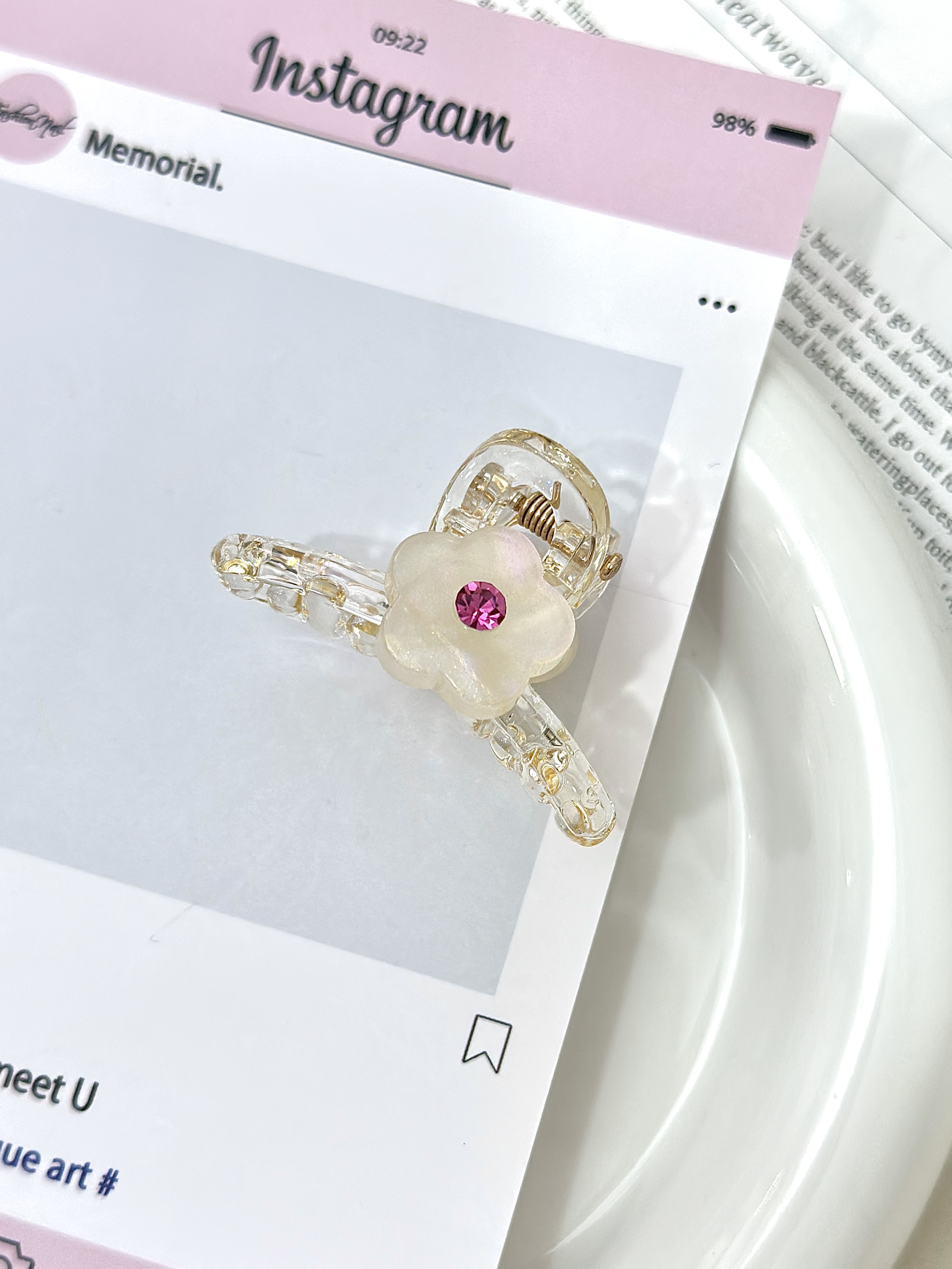 韩国东大门定制款原创设计小众时尚可爱少女风花花抓夹（单只）ZJ45