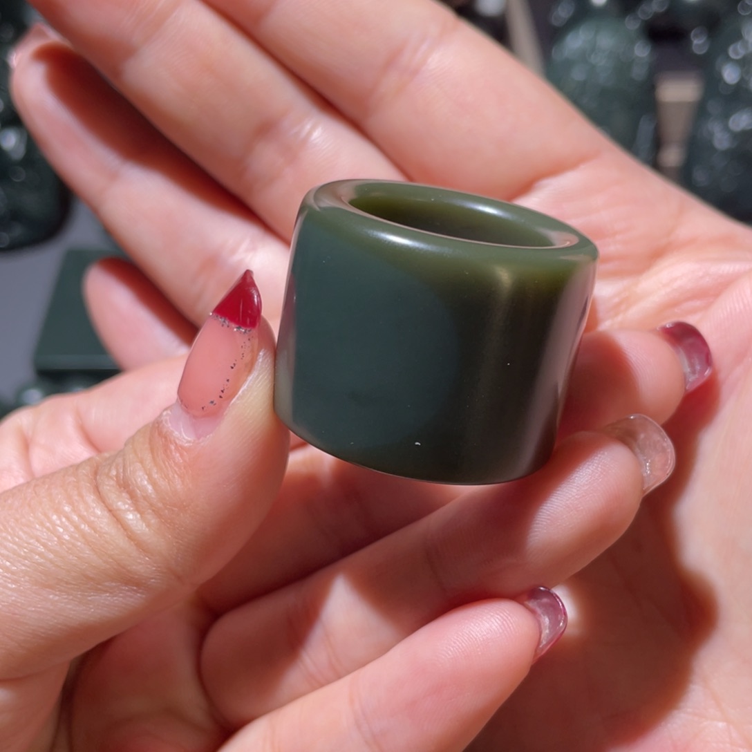 和田玉（青玉）扳指22.3未镶嵌