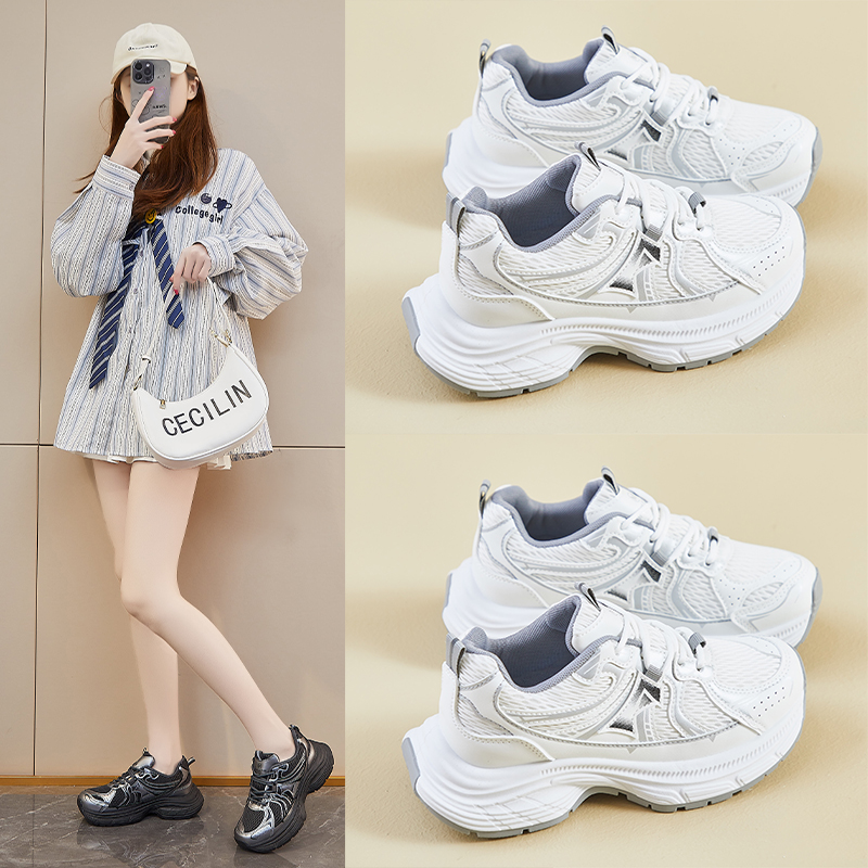 【KS】韩版新款厚底老爹鞋女2025春季学生运动跑步休闲街拍增高