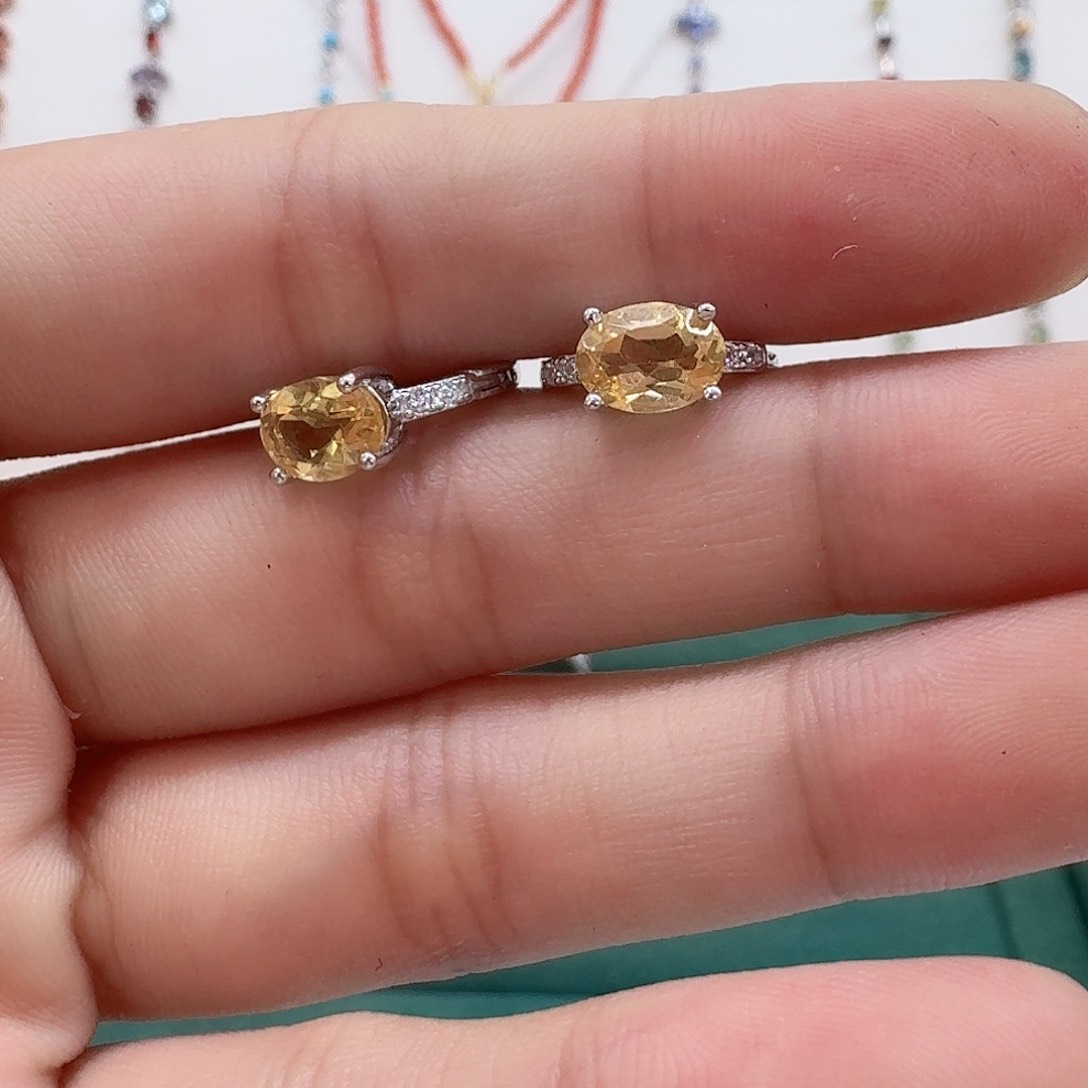 水晶耳饰银S925镶嵌耳钉180