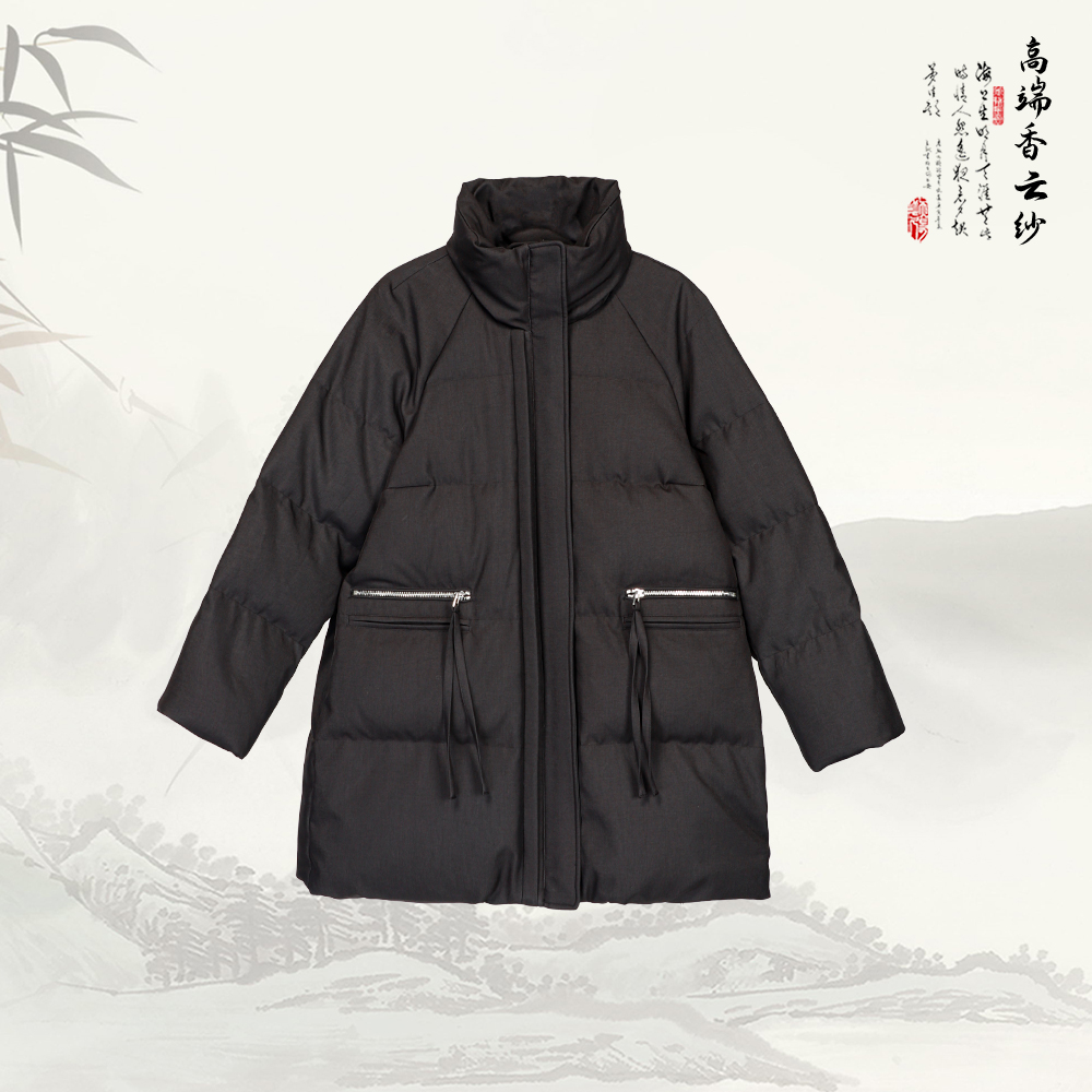新款鹅绒立体蓬松立领中长款鹅绒服547110