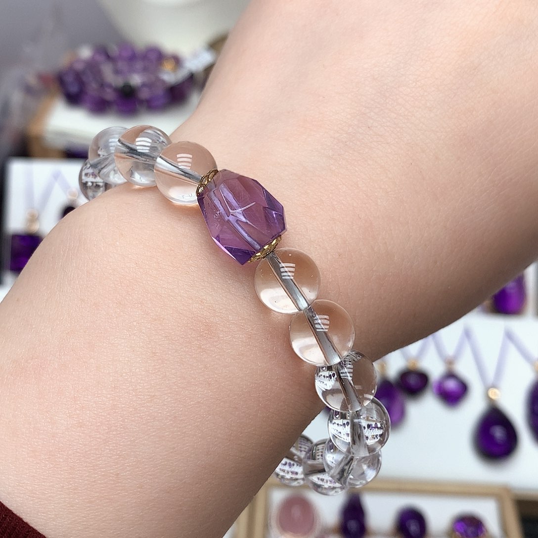白水晶手串高品质未镶嵌紫晶