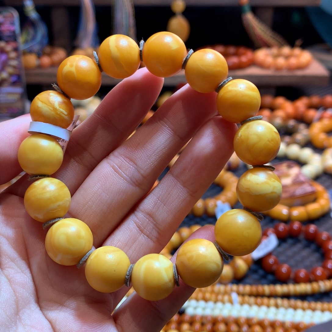 琥珀未镶嵌手链蜜蜡